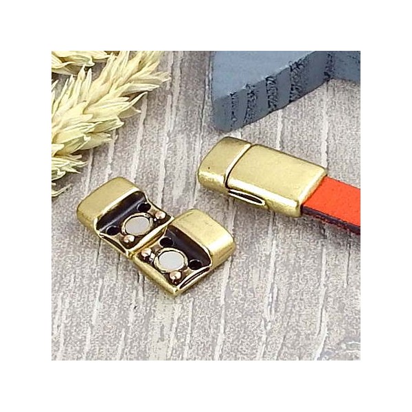 Fermoir magnetique bronze securise pour cuir plat 10mm