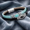 Kit tutoriel bracelet cuir SALSA cabochon assorti perles et fermoir argent