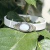 Kit tutoriel bracelet cuir blanc cabochon nacre et argent