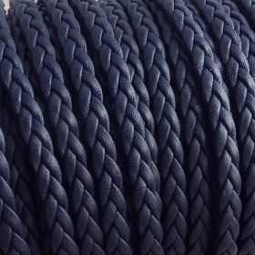 Cuir plat 5mm tresse bleu marine
