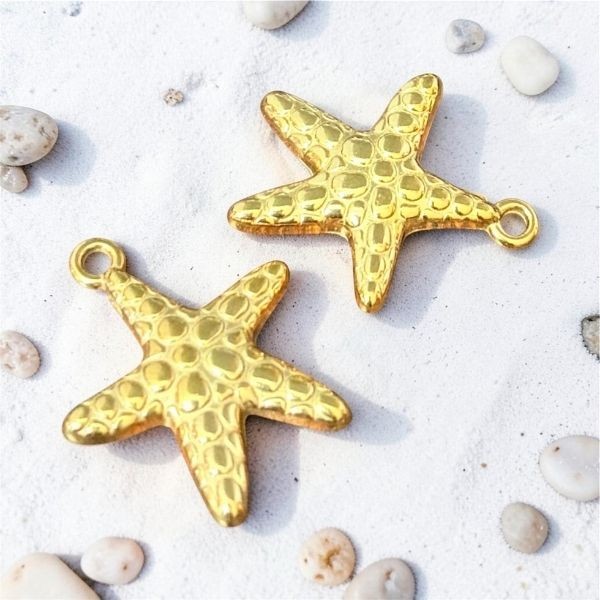 Pendentif etoile de mer acier inoxydable or 23mm