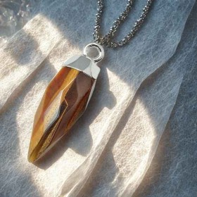 Pendentif pointe oeil de tigre 27mm