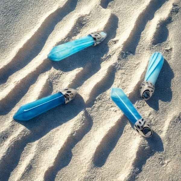 Pendentif pointe agathe turquoise support dentelle 33mm