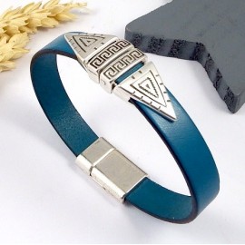 Kit tutoriel bracelet cuir turquoise geometrique