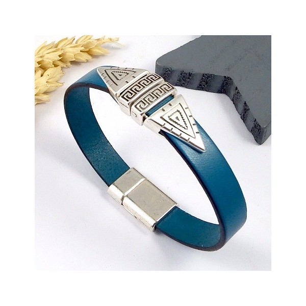 Kit tutoriel bracelet cuir turquoise geometrique