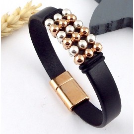 kit tuto bracelet cuir argent et or rose