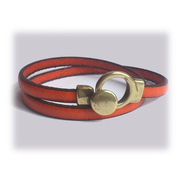 Exemple de bracelet assemblé avec Fermoir boucle argent cuir 5mm 