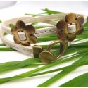 cuir plat 5mm blanc couture en bracelet fleurs bronze