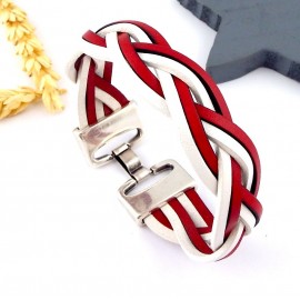 Kit tutoriel bracelet cuir tressé rouge et blanc