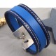 Cuir plat 10mm bleu vif bracelet manchette