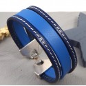 Cuir plat 10mm bleu vif bracelet manchette