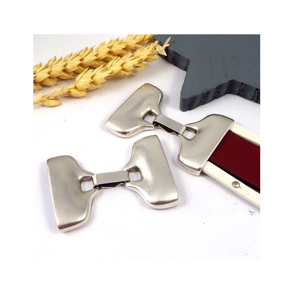 fermoir clip haute qualite metal argente pour cuir 30mm