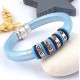 kit bracelet cuir regaliz bleu ciel et argent