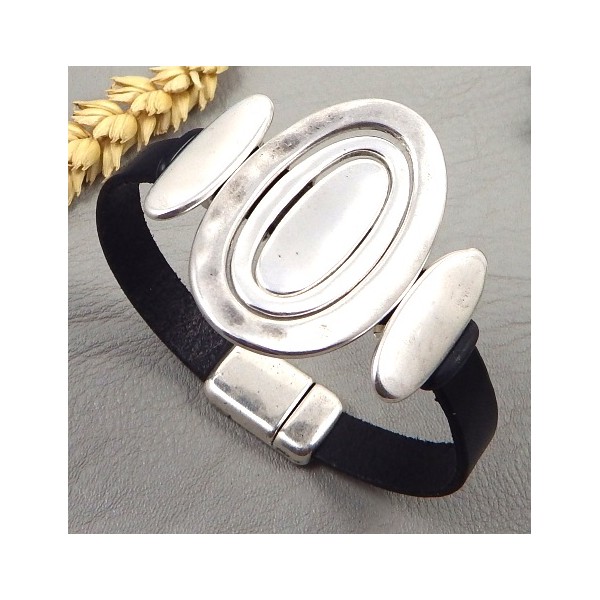 passe cuir ovale plaque argent cuir 10mm exemple