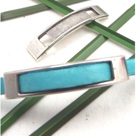 passe cuir rectangle long metal argente pour cuir 5mm