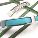 passe cuir rectangle long metal argente pour cuir 5mm