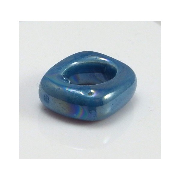 Perle passante ceramique bleu outremer pour cuir regaliz