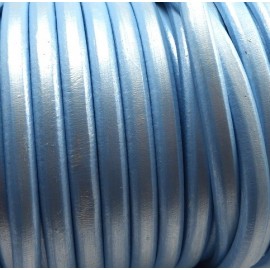 Cuir ovale regaliz bleu metal par 20cm