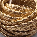 cuir plat tresse dore haute qualite 10mm par 20 cm.