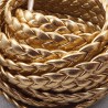 cuir plat tresse dore haute qualite 10mm par 20 cm.