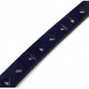 cordon cuir plat 10mm perfore triangle et carre bleu navy par 20cm