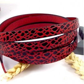 cuir plat 10mm imprime rouge et noir