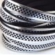 cuir plat 10mm impression damier argent et noir par 20cm