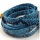 cordon cuir plat synthetique qualite serpent bleu par 20cm