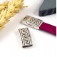 fermoir magnetique geometrique ethnique plaque argent pour cuir plat 10mm