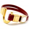 Bracelet Homme En Cuir Véritable Bleu - Fermoir Fer à Cheval En Métal Doré - Style Urbain/Sportif - Neuf
