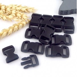 10 fermoirs plastique a clipser noirs pour bracelets paracorde