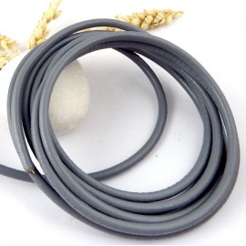 Cordon cuir rond 3mm gris fonce