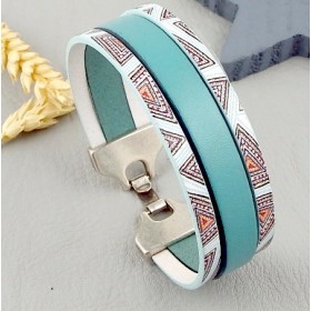 Kit tutoriel bracelet cuir ocean art deco fermoir plaque argent