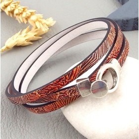 kit tutoriel bracelet cuir imprime corail de mer fermoir plaque argent