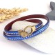 kit tutoriel bracelet cuir bleu miroir billes double fermoir bronze