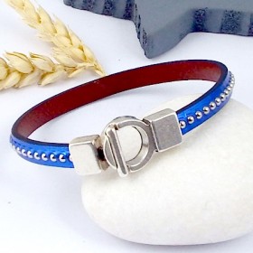 kit tutoriel bracelet cuir bleu metal special fete des meres