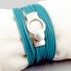 kit tutoriel bracelet cuir bleu petrole fermoir boucle plaque argent