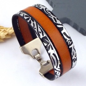 kit tutoriel bracelet cuir cognac et argent metal fermoir argent