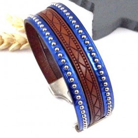 Kit tutoriel bracelet cuir ethnique grave camel et billes argent