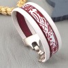 kit tutoriel bracelet cuir imprime fleurs yeye bordeaux et blanc