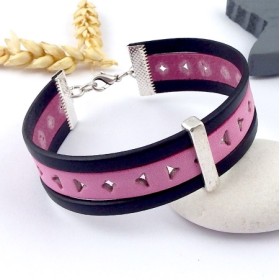 kit tutoriel bracelet cuir manchette promo rose et marine