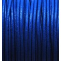 Cordon cuir rond 2mm bleu vif par 50cm