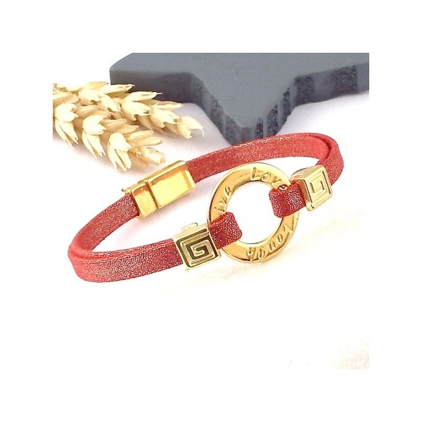 Kit tutoriel bracelet lame rouge voeux perles et fermoir zamak flashe or