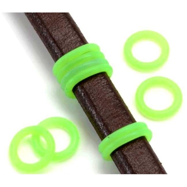 6 rondelles stoppeur en PVC vert fluo pour cuir regaliz