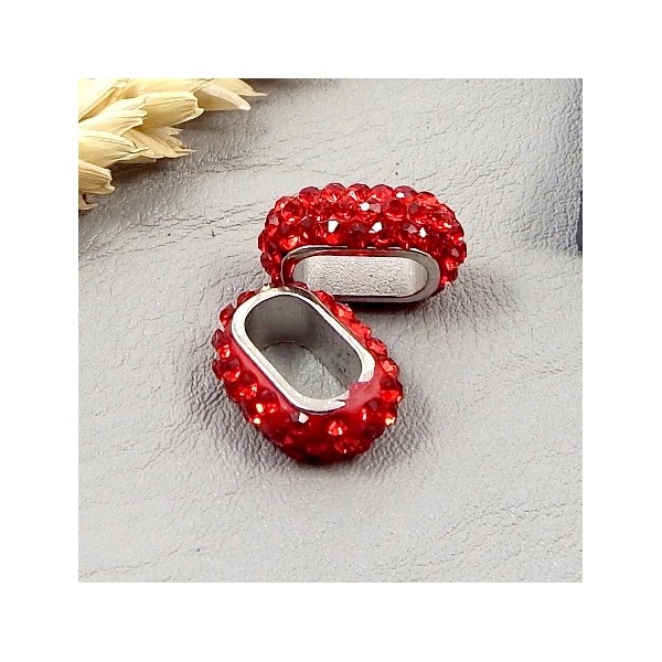 passe cuir strass style shamballa rouge pour cuir regaliz