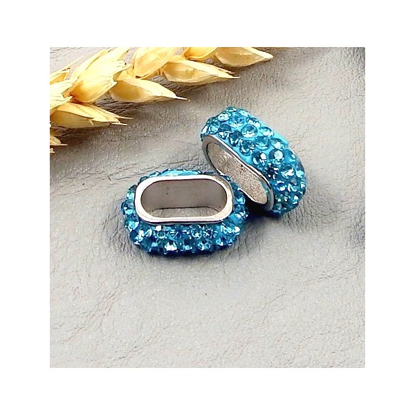 passe cuir strass style shamballa turquoise pour cuir regaliz