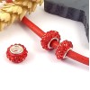 1 perle europeenne shamballa rouge pour cuir 6mm
