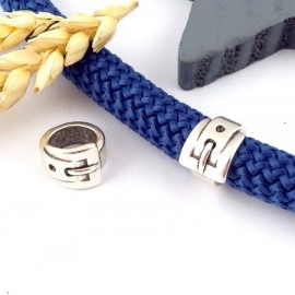 passe cuir forme ceinture plaque argent pour cordon rond 10mm