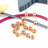 10 perles rondes flashe or rose pour cuir 2 ou 3mm