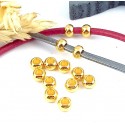 10 perles rondes flashe or 24k pour cuir 2 ou 3mm